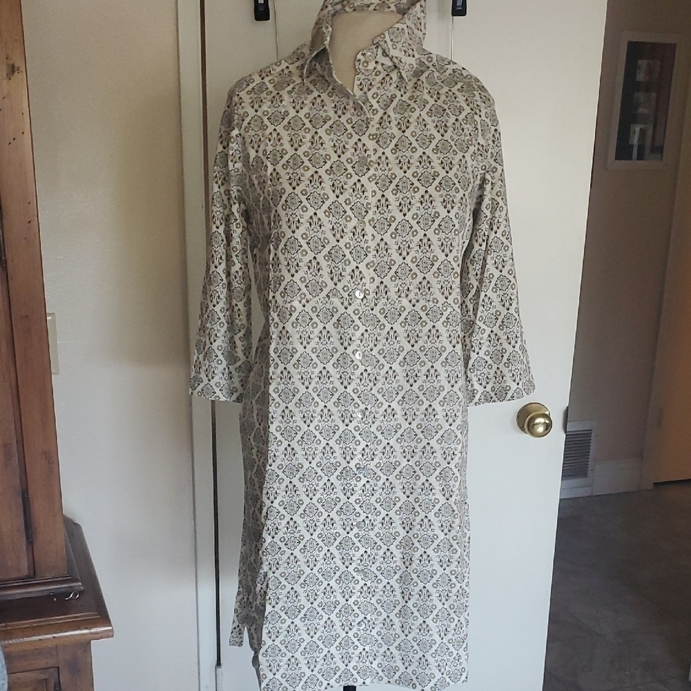 Cloth & Stone Cream Patterned Dress XXL